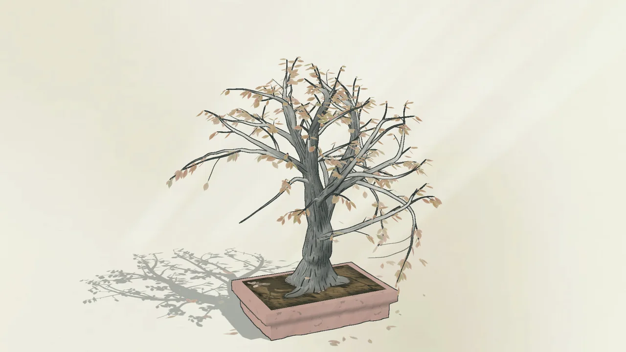 An ink-painted plum in autumn with the game interface hidden, from Mojing.